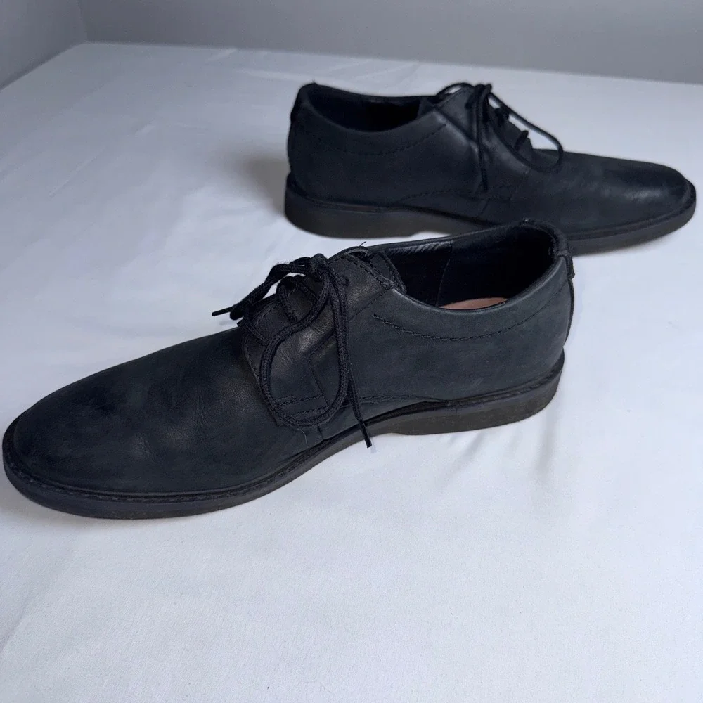 Clarks Mens Black Leather Derby Lace Up Oxford Dress Shoes Size 8 M Matte